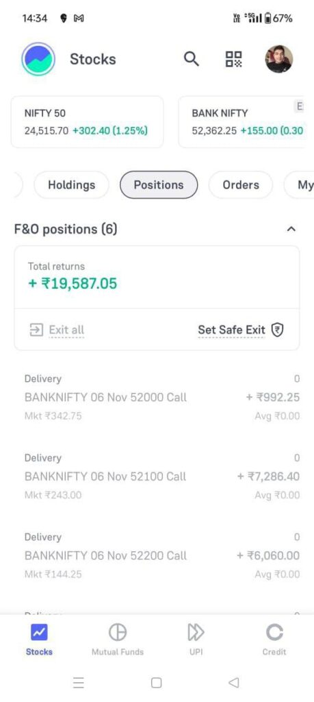 Student testimonial with screenshot of trading